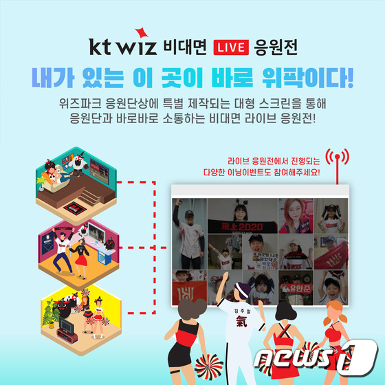 KT 위즈 비대면 라이브 응원전 포스터. (KT 위즈 제공) © 뉴스1