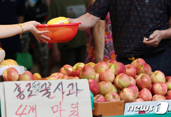 기사의 이해를 돕기 위한 자료 사진. 서울 시내 전통시장에 사과가 진열돼 있다. / 뉴스1